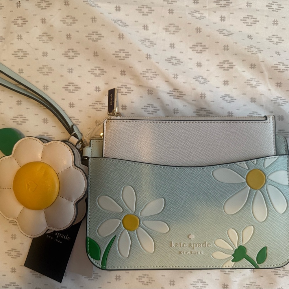 Kate Spade Blue and White Daisy Clutch